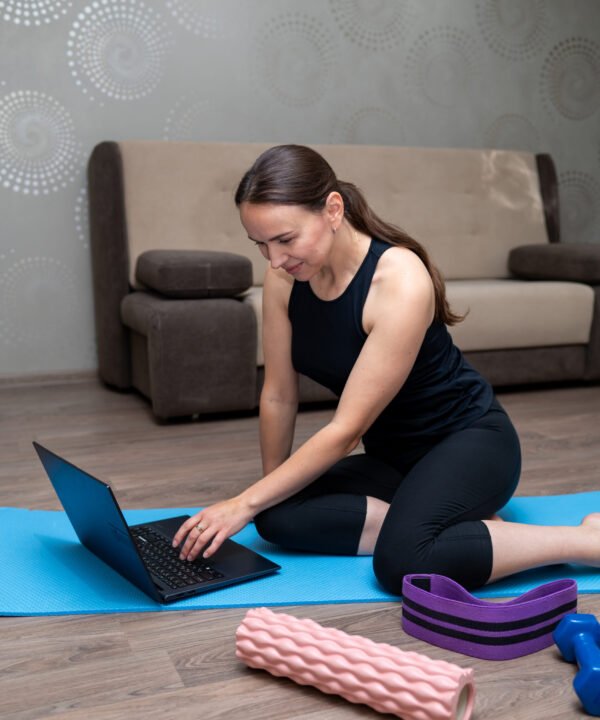Virtual physiotherapy session with patient exercising at home in BC